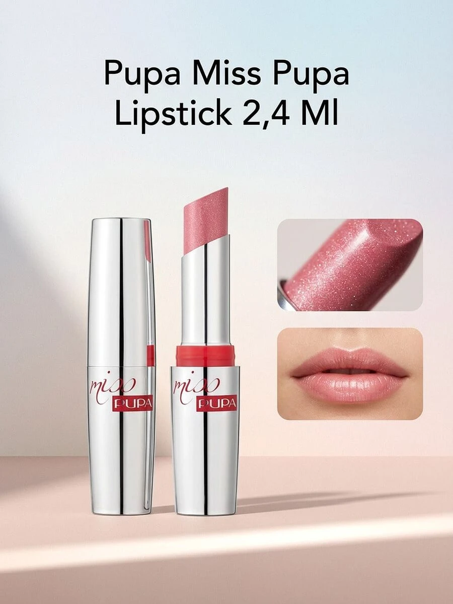 Pupa Miss Pupa Lipstick 2,4 Ml – Lipstick, Ultra-Shiny Finish, For Women, Shimmering Pink, Suitable For Daily Wear - 102 Candy Nude - View 1