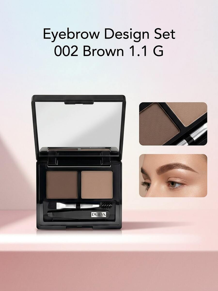 Pupa Eyebrow Design Set 002 Brown 1.1 G – Eyebrow Kit, Shaping, For Women, Brown, Suitable For Daily Makeup Routine - 002 Brown - View 1