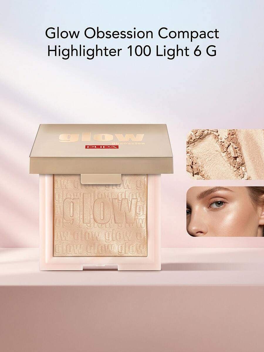 Pupa Glow Obsession Compact Highlighter 100 Light 6 G – Highlighter, Illuminating, For Women, Light Champagne, Suitable For Daily Makeup Routine - 100 Light - View 1