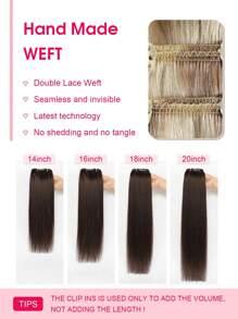 7PCS With16Clips 18/613 Highlight Blonde Straight Clip In Hair Extensions Real Human Hair Natural Virgin Human Hair Extensions Double Weft Clip Ins For Women Daily Use Easy To Wear Clip Ins Hair Extentions