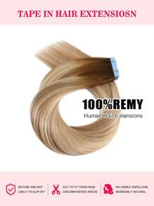 Real Remy Human Hair 12-24inches Straight Tape In Human Hair Extensions Natural High Quality Silky Seamless Invisible PU Tape In Hair Extensions 20PCS 50G/Pack For Salon - S18A/613A - View 3
