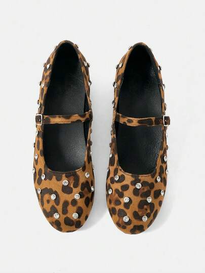 Women's Black Round Toe Low Heel Comfortable Flats