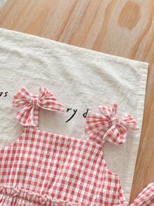 SHEIN LMoss Kids 2pcs Solid Color Young Girl Camisole Top And Loose Casual Pants Set - Pink - View 4