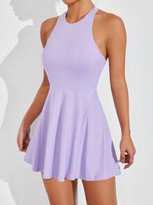 CourtClass 女式纯色无袖修身运动连衣裙