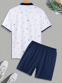 Manfinity Homme Men's POLO Shirt And Shorts Set, Fashion Suitable For Summer Summer Outfits For Men - Multicolor - View 2