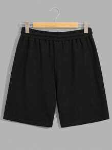 RueChic Men Waffle Fabric With Label Regular T-Shirt & Short Set - Black - View 8