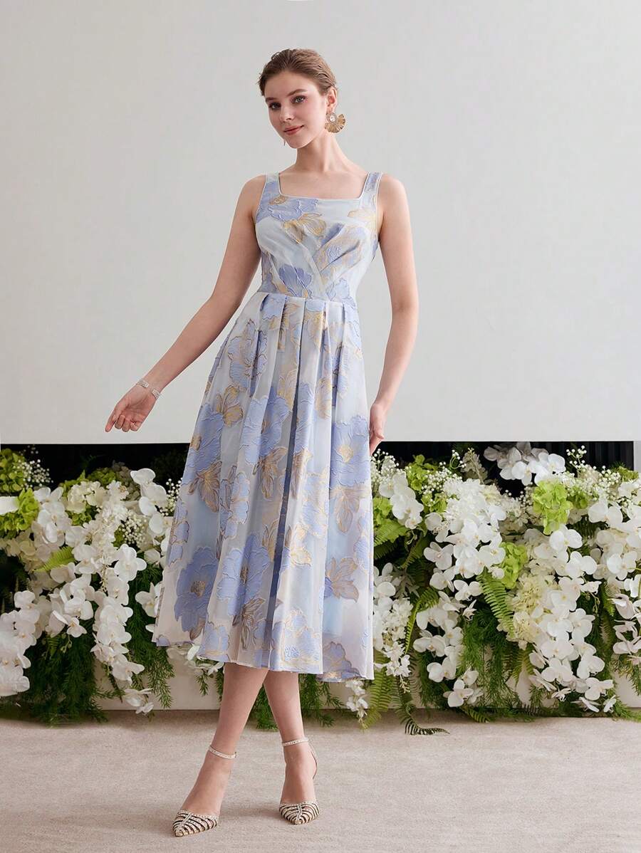 MOTF Soiréza 提花褶饰鸡尾酒会礼服