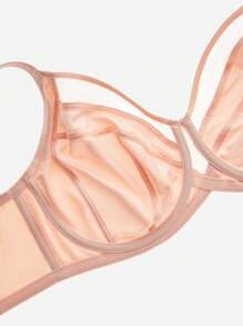 LUVLETTE Plus Unlined Full Coverage Side Support Mesh Sheer Airy Minimizer Bra