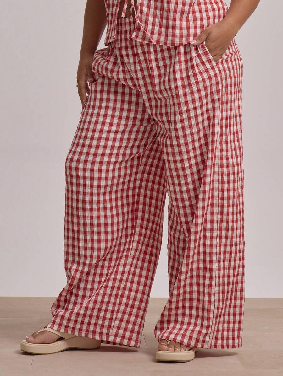 MUSERA Pantalon large à taille mi-haute à carreaux, élégant et mignon. Convient pour les occasions de graduation, les vacances, le style décontracté chic, le port quotidien, les tenues de bureau décontractées, les tenues formelles, les brunchs gracieux, l'automne et l'hiver.