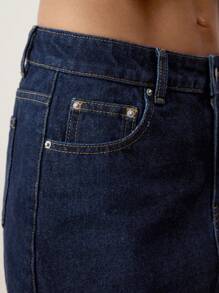 Maija Plus Size Women Casual Pocketed Denim Mini Skirt World Cup Independence Day Beach Blue Versatile - Blue - View 5