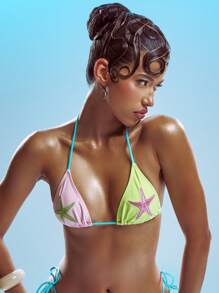 Musera Resort 露背撞色海星贴花三角比基尼上衣仅限海滩泳装度假夏季假日可爱性感伊比沙岛优雅 Y2k 海洋 - 彩色 - 查看 1