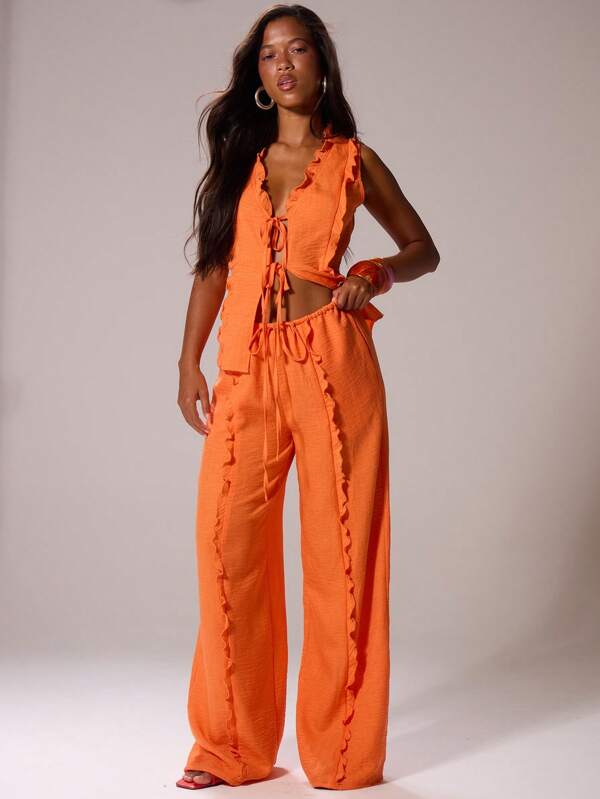 MUSERA Snur Talie Aspect de in Volant Trim Pantaloni largi Ibiza Vacanță sexy Vacanță Festivalul de primăvară vară Imbracaminte de plajă Romantic Elegant Zi de naștere Oaspeți la nuntă Aeroport