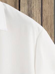 Manfinity RSRT 2pcs Men's Solid Color Short Sleeve Shirt & Shorts Set, Fashion Suitable For Summer Men Clothes Set Summer, Cozy Outfits - White - View 4