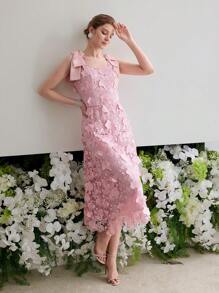MOTF Soiréza CONTRAST GUIPURE LACE COCKTAIL DRESS - Pink - View 6