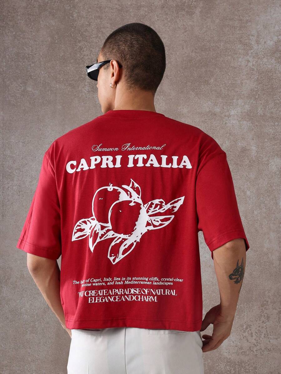 SUMWON Capri Italia 地中海夏季 T 恤图案印花意大利天堂街头服饰时尚旅游目的地度假装假期休闲宽松版型