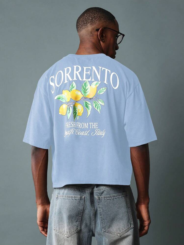 T-shirt oversize coupe carrée en coton imprimé citron Sorrento