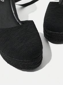 Styleloop Women's Woven Jute Rope Platform Wedge Sandals, Boho Style, Retro American Western Music Festival Party Outfit For Christmas Valentine's Day Holiday Travel Essential Boho Cowgirl Outfit - Black - View 3