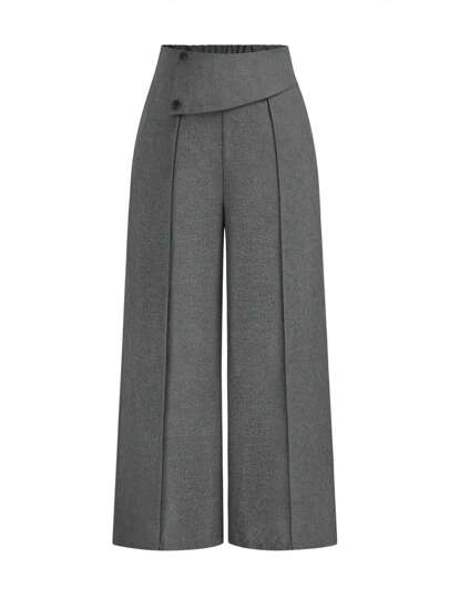 Velvienne Plus Size Simple Button Casual Trousers Graduation,Back To School,Teacher Outfits For Women Winter Fall Autumn