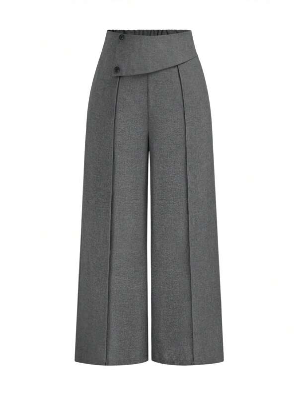 SHEIN Clasi Plus Size Simple Button Casual Trousers Graduation,Back To School,Teacher Outfits For Women