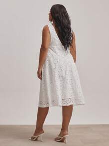 MUSERA Vestido de midi de manga corta con escote en V, abotonado, bordados ingleses, sexy, lindo, elegante, para primavera, verano, vacaciones, graduación, playa