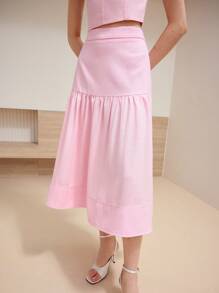 MOTF STUDIO 情人节荷叶边A字裙 - 玫紅色 - 查看 2