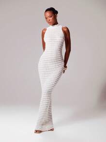 MUSERA Plain Stretch High Neck Sleeveless Maxi Dress Christmas Occasion Sexy Night Out Winter Elegant Cute Casual Halloween Fall Wedding Guest Party Thanksgiving Chic