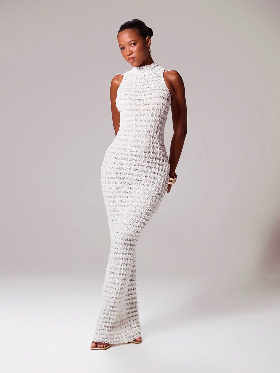 MUSERA Plain Stretch High Neck Sleeveless Maxi Dress Christmas Occasion Sexy Night Out Winter Elegant Cute Casual Halloween Fall Wedding Guest Party Thanksgiving Chic