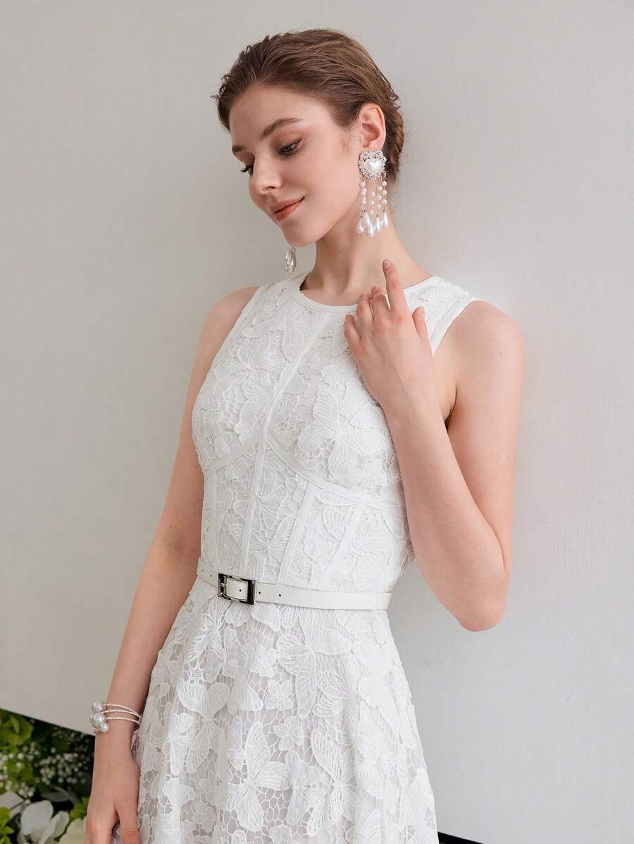 MOTF Soiréza LACE BELTED COCKTAIL DRESS - White - View 2