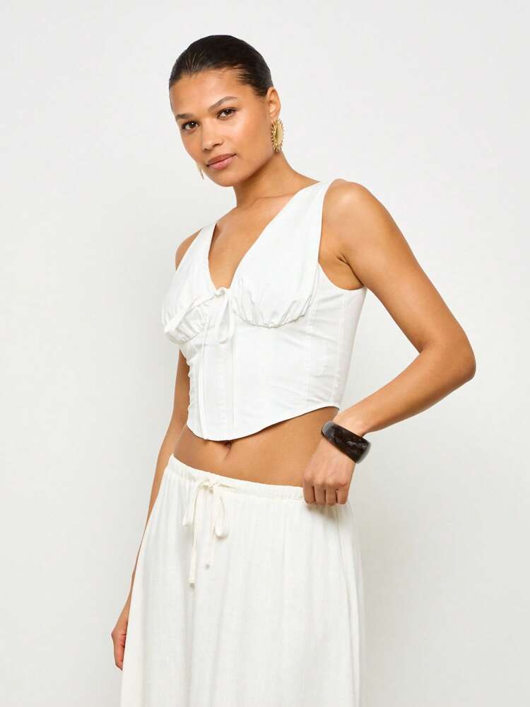 Sleeveless Drawstring Bustier Corset Top