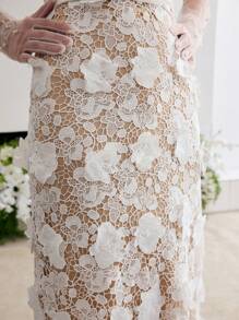 MOTF Soiréza CONTRAST GUIPURE LACE RUCHED COCKTAIL DRESS - White - View 2