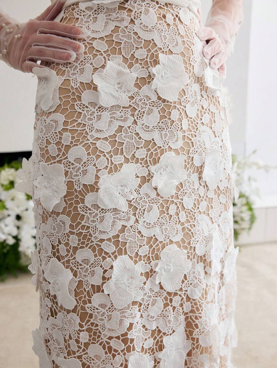 MOTF Soiréza CONTRAST GUIPURE LACE RUCHED COCKTAIL DRESS - White - View 2