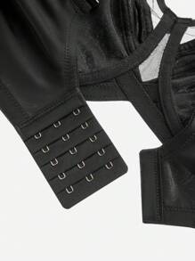 LUVLETTE Plus Curvy Lingerie Black Unlined Full Coverage Side Support Mesh Sheer Airy Basic Breezy Comfort Minimizer Bra - Black - View 12