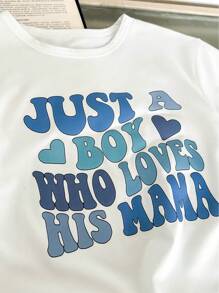 SHEIN Camiseta blanca con gráfico impreso en inglés "joven Boy", que combina bien con pantalones cortos, vaqueros u otros atuendos para mostrar el estilo de moda del bebé. También es un excelente regalo, práctico y significativo.