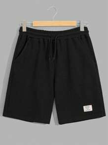 RueChic Men Waffle Fabric With Label Regular T-Shirt & Short Set - Black - View 7