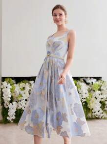 MOTF Soiréza 提花褶饰鸡尾酒会礼服