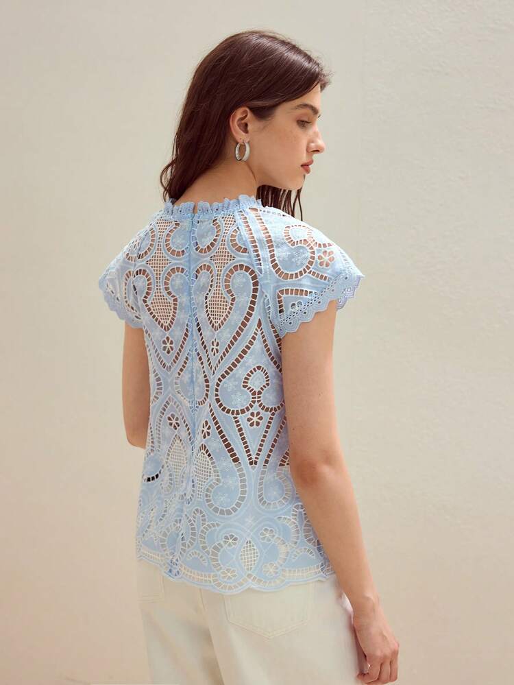 MOTF STUDIO LACE SHEER BLOUSE