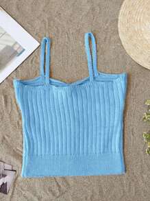 Tween Girl Rib-Knit Twisted Tube Top Camisole  Summer Knitwear Girls' Knitted Tank Top Kids'  All-Match Knitted Vest - Baby Blue - View 2