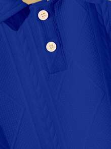 SHEIN Cămașă polo cu guler din tricot jacquard, 1 bucată, pentru băieți cu mâneci scurte, pentru băieți cu vârsta cuprinsă între 4 și 7 ani, potrivit pentru îmbrăcăminte de primăvară și vară. Acest tricou polo Sunny Boy este potrivit pentru ieșiri, școală și ținută acasă.