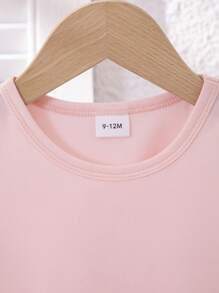 GraphicGems Baby Girls' Pink Skirt With Green Dinosaur Print Casual Round Neck Short Sleeve T-Shirt, Summer - Pink - View 5