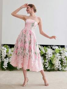 MOTF PREMIUM 花卉刺绣连衣裙，情人节装扮 - 粉色 - 查看 6