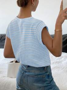 Siren Gaze Men's Striped Short Sleeve Practical Multipurpose T-Shirt Summer Casual Blue - Baby Blue - View 2