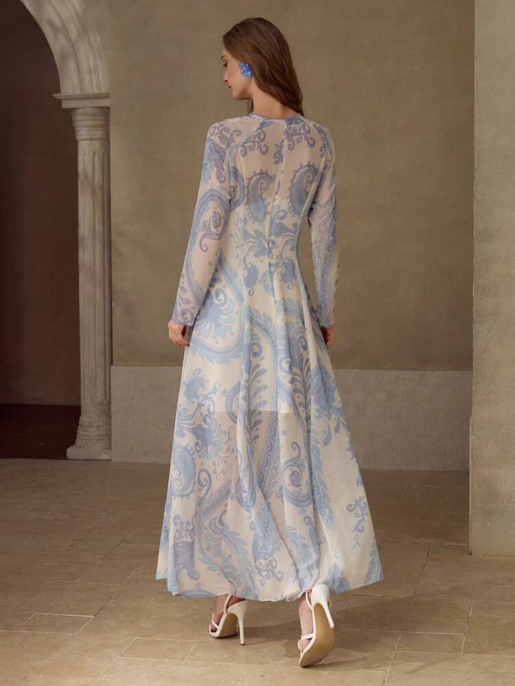 VESTIDO COM ZÍPER DE ESTAMPA TOTAL