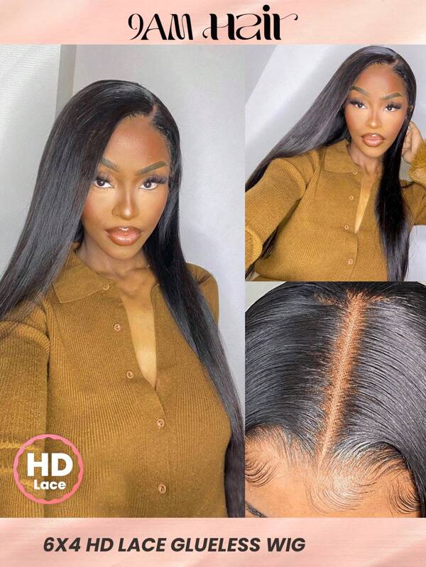 TrueHD Perruques glueless HD dentelle droit 6 x 4 22-28 pouces 180% dentelle closure couleur naturelle délié pré-épilé silky wear & go pour les débutants Glueless Perruque devant en dentelle human hair
