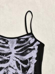 Attitoon Women's Sexy Vintage Skeleton Print Camisole Bodycon Strap Tank Top, Suitable For Summer - Multicolor - View 5