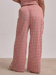 MUSERA Pantalon large à taille mi-haute à carreaux, élégant et mignon. Convient pour les occasions de graduation, les vacances, le style décontracté chic, le port quotidien, les tenues de bureau décontractées, les tenues formelles, les brunchs gracieux, l'automne et l'hiver.