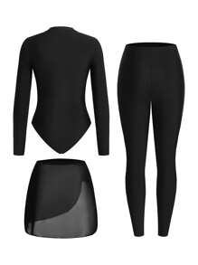 Swim Mulvari Middle Eastern Style Elegant Romantic Floral Decor Long Sleeve Full Coverage 3 PiecesBurkini Set, Including Long Dress And Pants