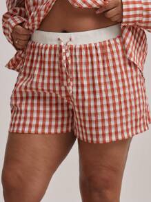 MUSERA Plus Mid Rise Contrast Waistband Loose Fit Sexy Cute Elegant Mini Shorts Only Graduation Holiday Cover Up Cute Brunch Classy Autumn Winter Fall