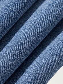 SHEIN NEW Girls Water-Washed Soft & Comfy Casual Vacation Fashion Street Pop Style Water-Washed Distressed Stretch Flare Jeans, Spring/Summer Lightweight Cool 2025 Spring/Summer New Product Suitable For Daily Outing - Light Wash - View 5