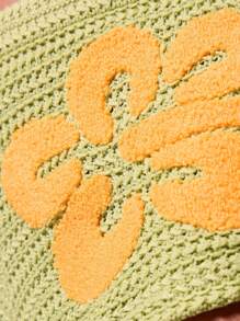 MUSERA Low Rise Crochet Contrast Floral Hotpants Micro Mini Shorts Ibiza Sexy Vacation Holiday Spring Summer Festival Rave Beachwear Tequila Sunrise, Beach Club Chic - Green - View 6