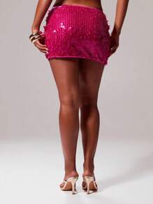 MUSERA Low Rise Lined Sequin Fitted Mini Skirt Rave Cover Up Ibiza Sexy Vacation Holiday Summer Festival Beachwear Romantic Elegant Birthday Tequilla Sunrise Party Sparkly